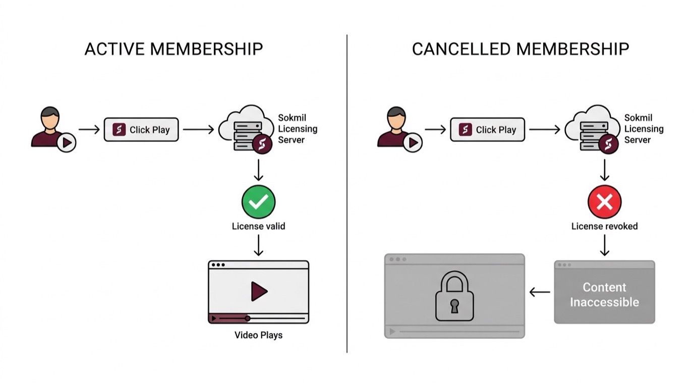 Why Sokmil videos become unavailable after cancelling membership: active subscription grants