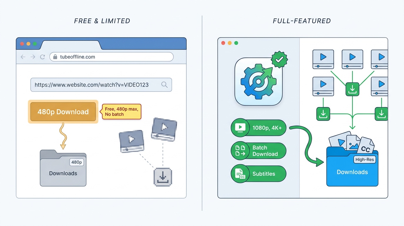 TubeOfflineとウェブベースのツール：無料だが制限あり