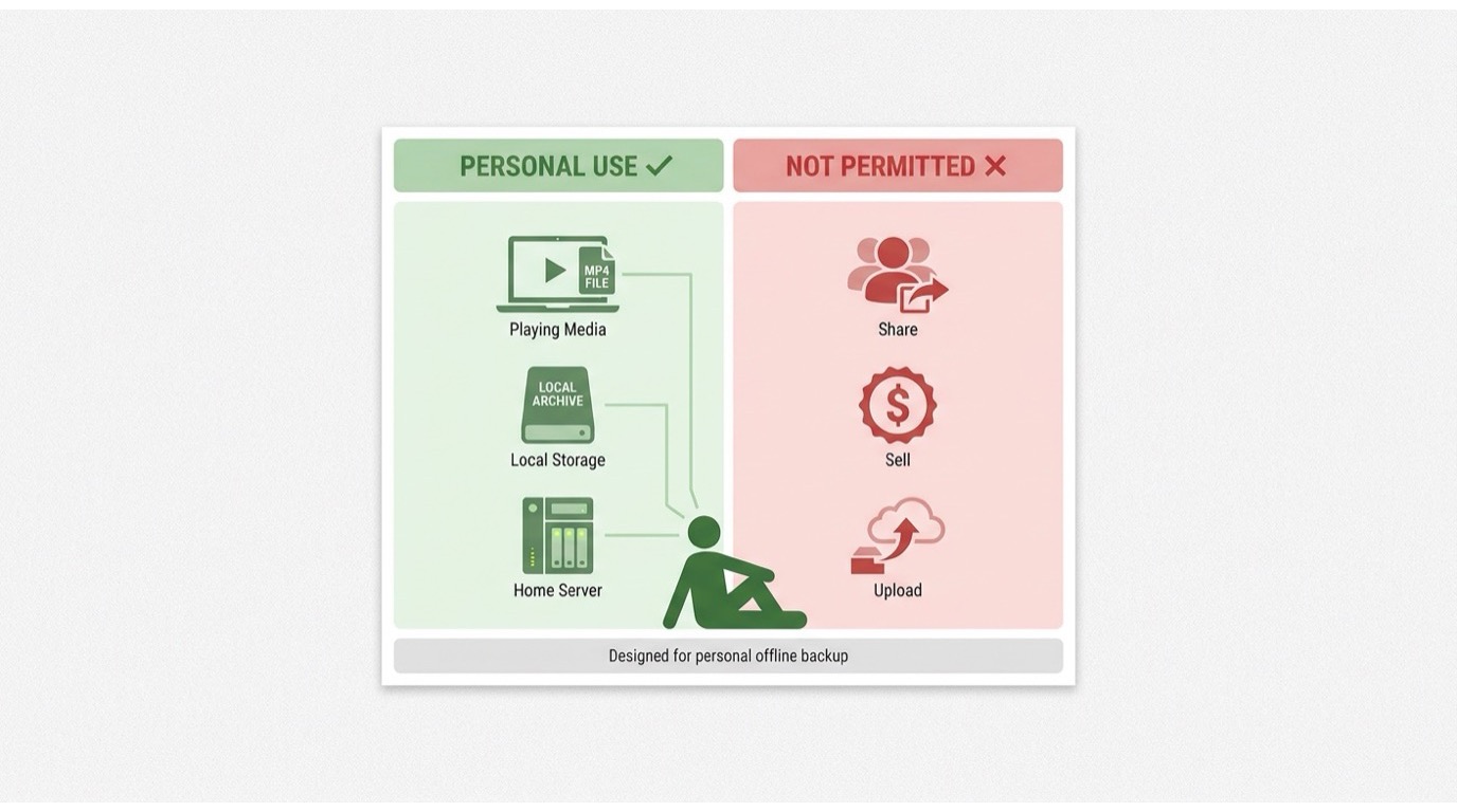 Legal use of Subthai AV downloader: personal offline backup on laptop, external drive, or NAS
