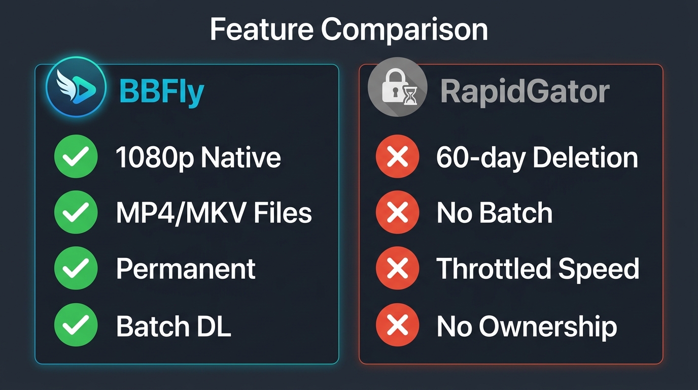BBFly vs rapidgator side by side comparison