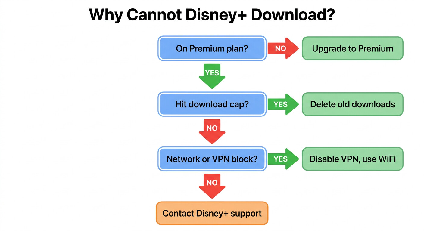 Disney plus download fix flowchart