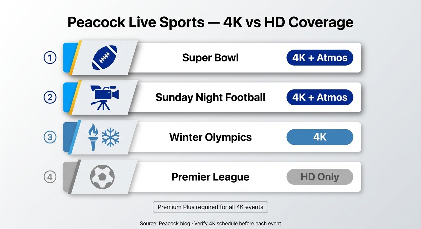 Peacock live sports timeline