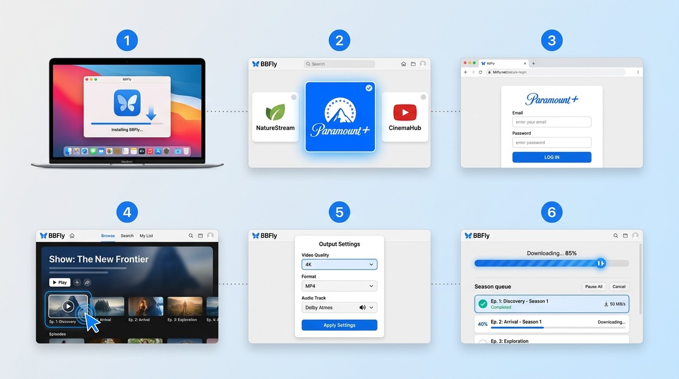 Step by step download with BBFly on windows or mac