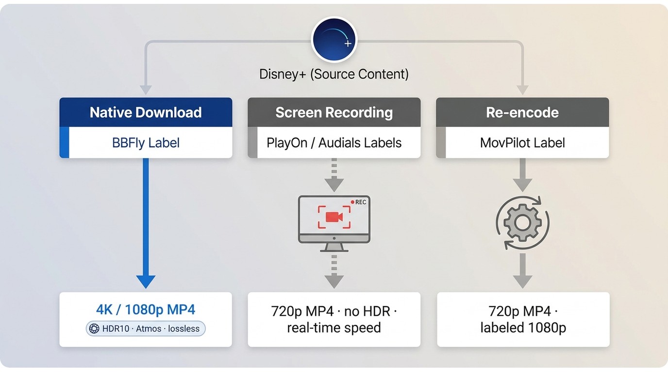 Native download vs screen recording vs re encode t
