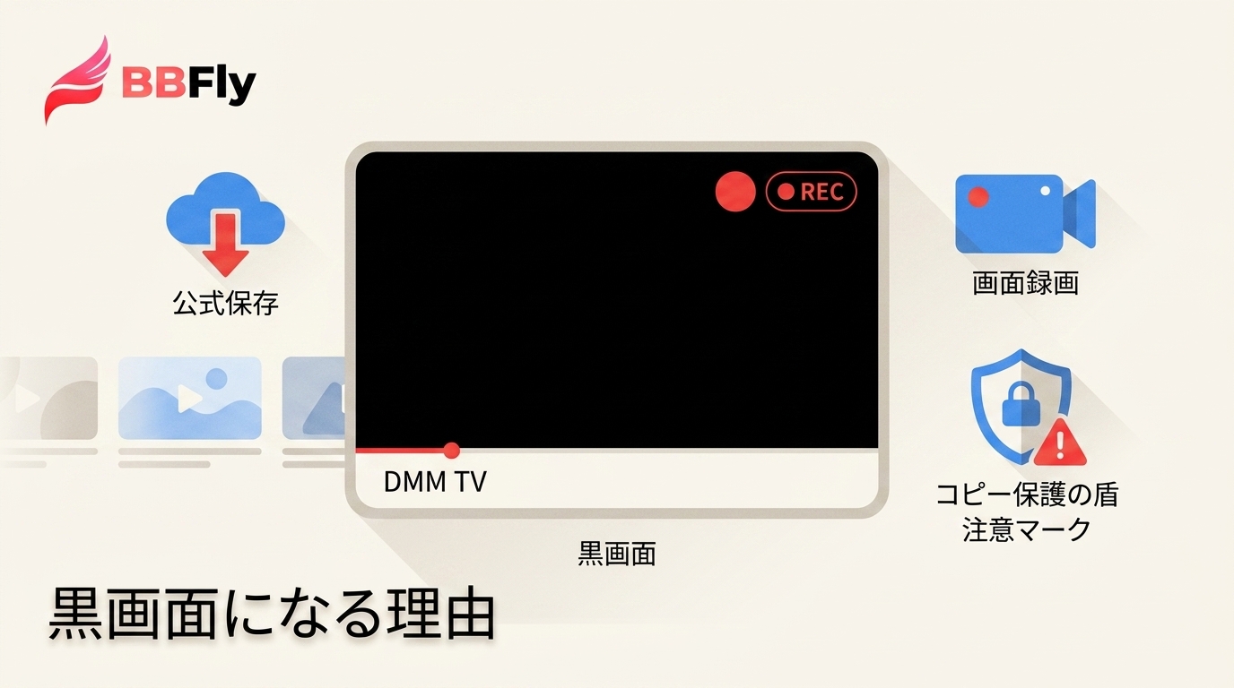 DMM TVの画面録画が真っ黒になる理由｜公式保存との違いと注意点