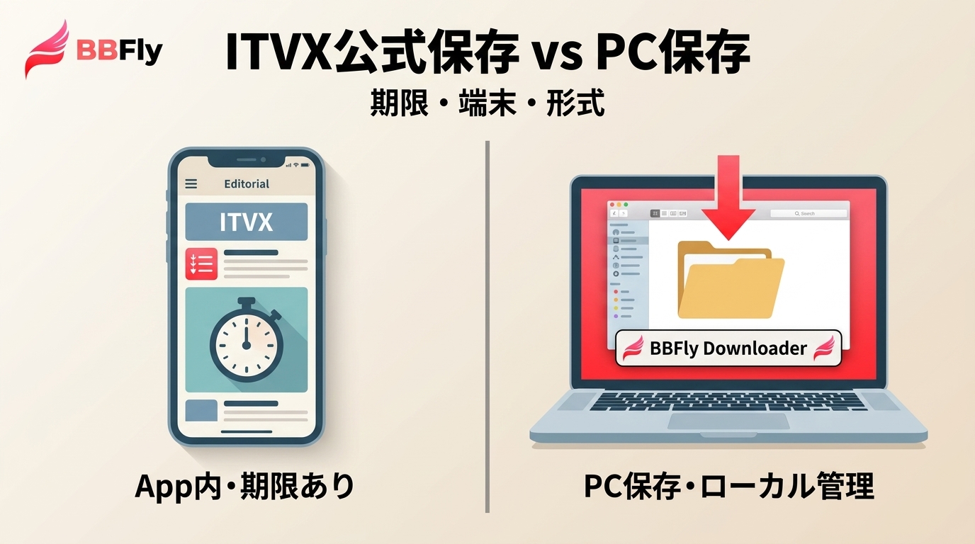 ITVXの公式ダウンロードとPC保存の違い｜期限・端末・注意点