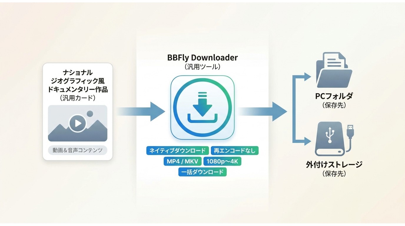 BBFly DownloaderのNative Download方式とMP4・MKV保存の流れ