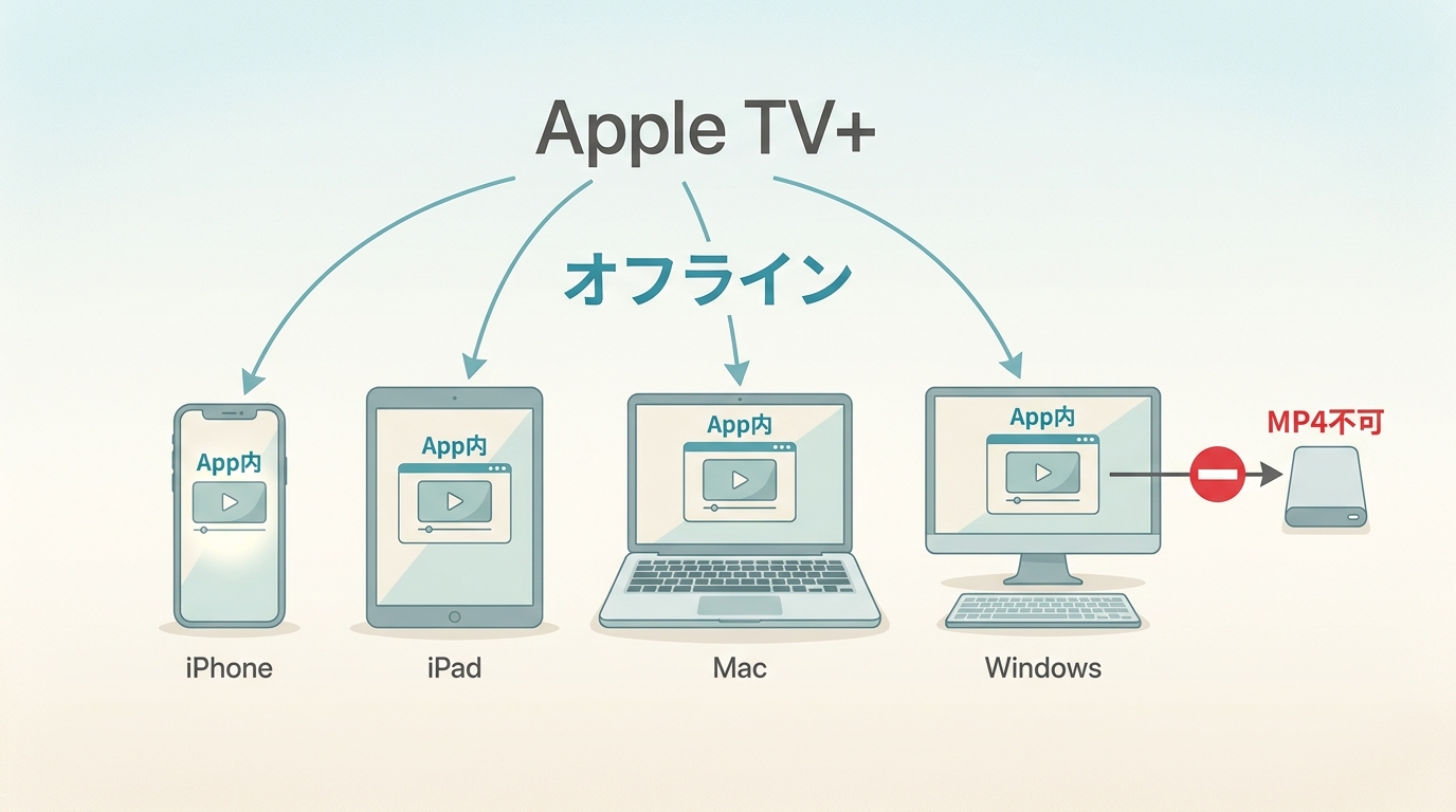 Apple TV+の作品を対応端末のApple TVアプリ内へ保存する仕組み