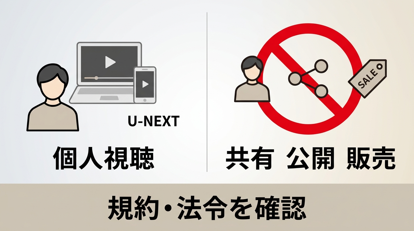 U-NEXT動画の個人視聴と第三者への共有・公開・販売の違い