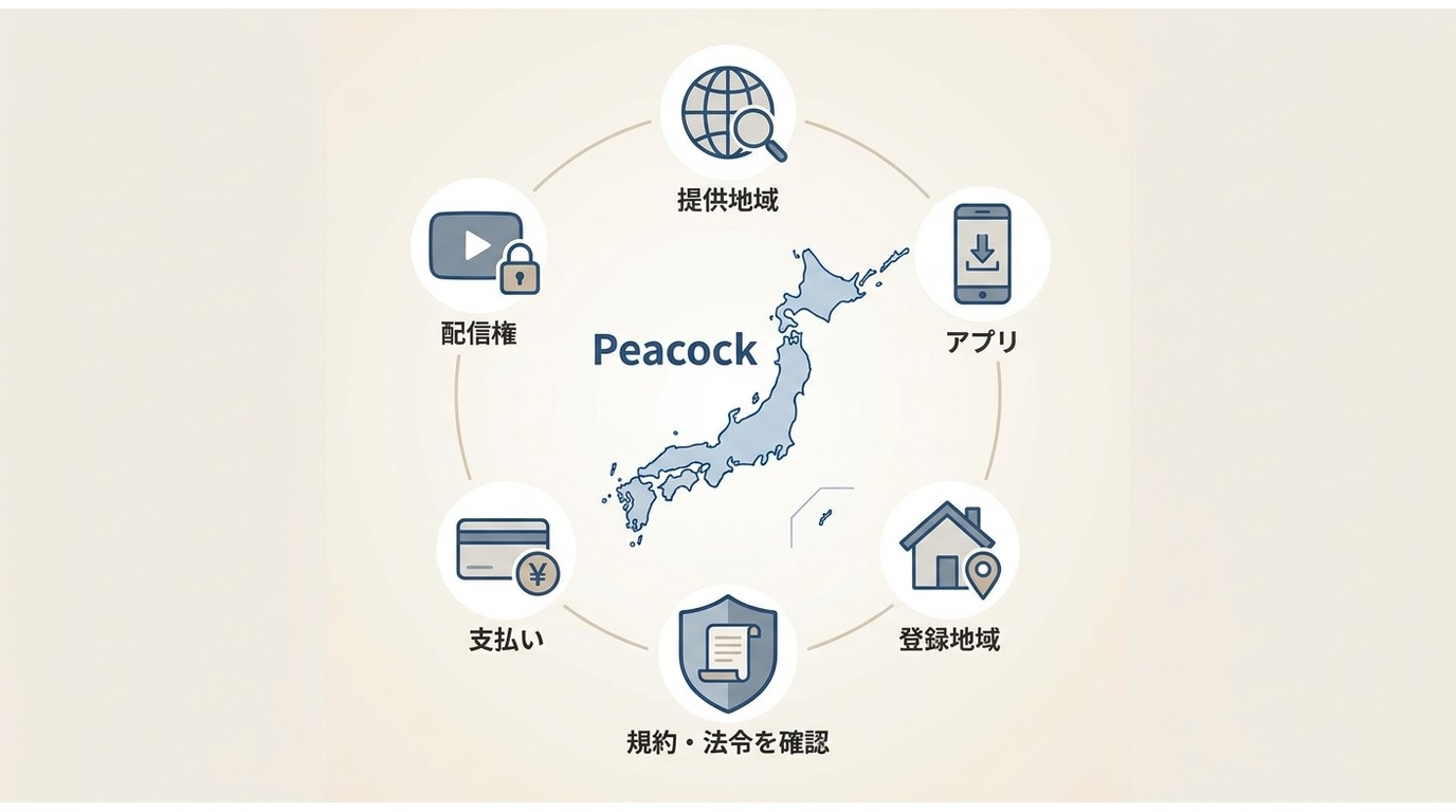 日本からPeacockを利用する前に確認する提供地域、アプリ、支払い条件