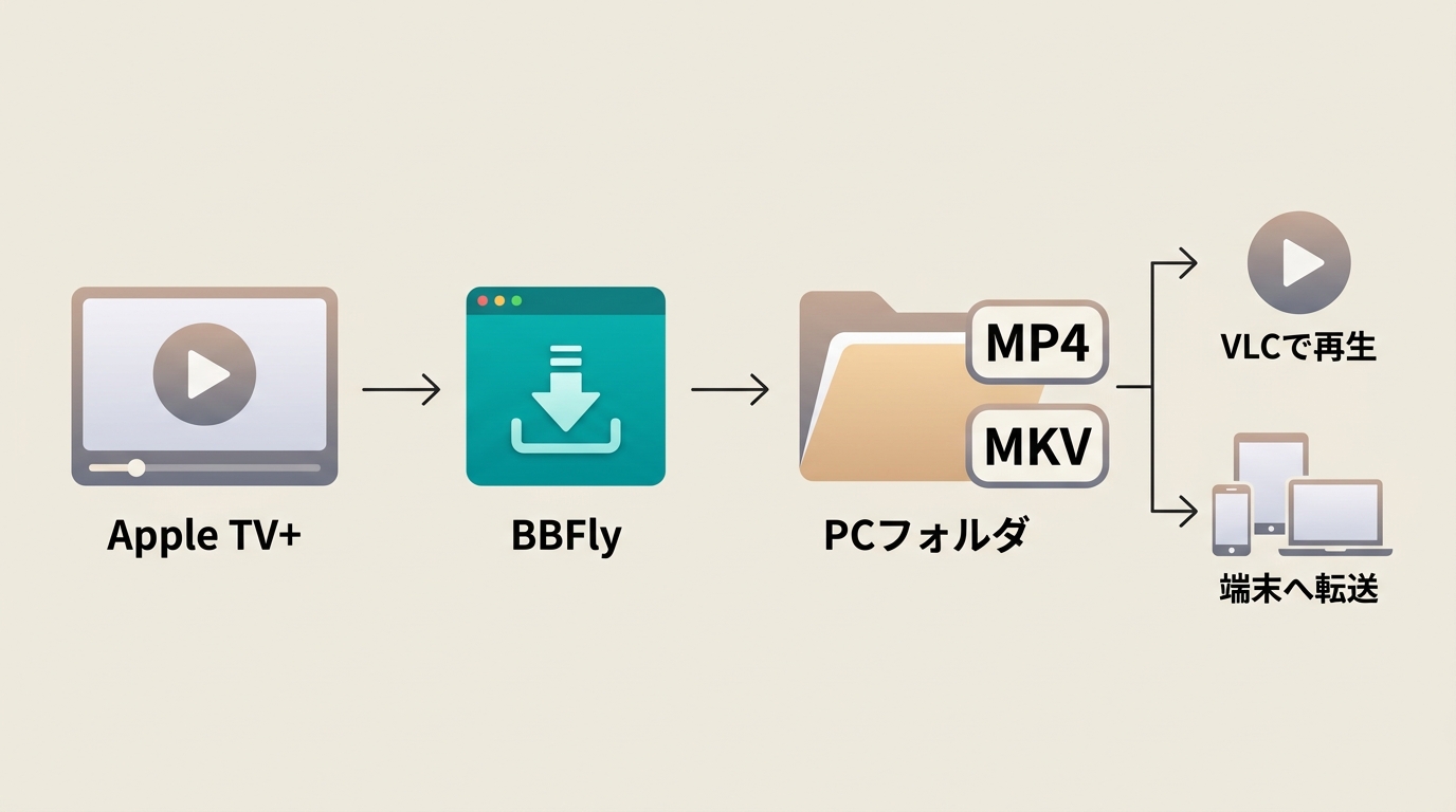 BBFlyで保存したMP4・MKVをVLCやiPhoneなどで再生する流れ
