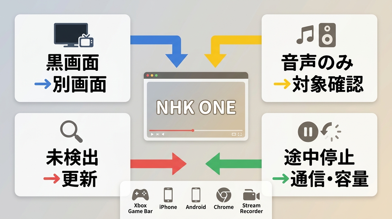 NHK ONE録画の黒画面や音声のみなど症状別の確認順