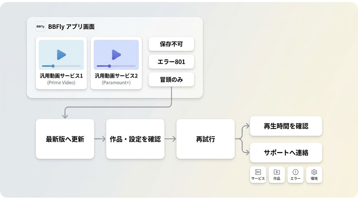 AmazonやParamount+で保存できない場合の確認手順