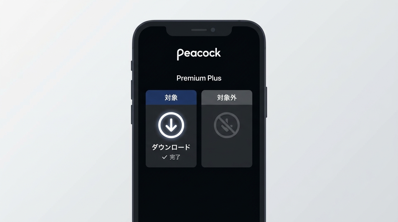 Peacock Premium Plusで対象作品のダウンロード表示を確認する画面
