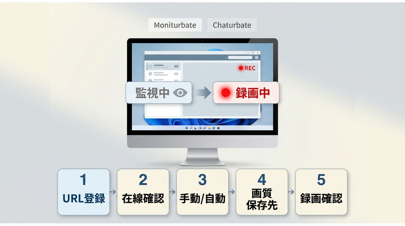 MoniturbateでChaturbate配信を監視して録画する手順