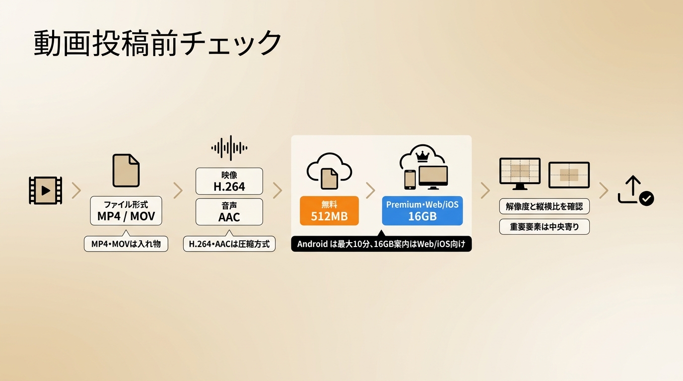 X投稿前に確認したいMP4・H.264・AACと容量条件の要点