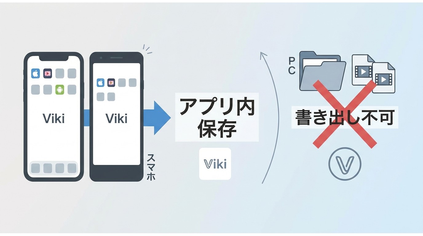 Viki公式オフライン視聴はスマホのアプリ内に保存されることを示す図