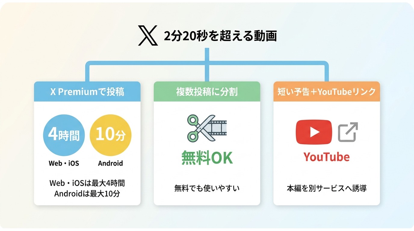 Xで長い動画を投稿する3つの方法の選び方