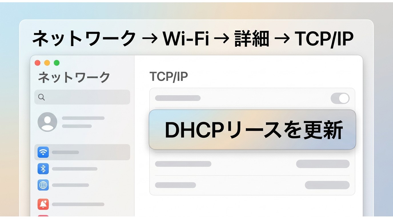macOSのネットワーク設定でDHCPリースを更新する場所