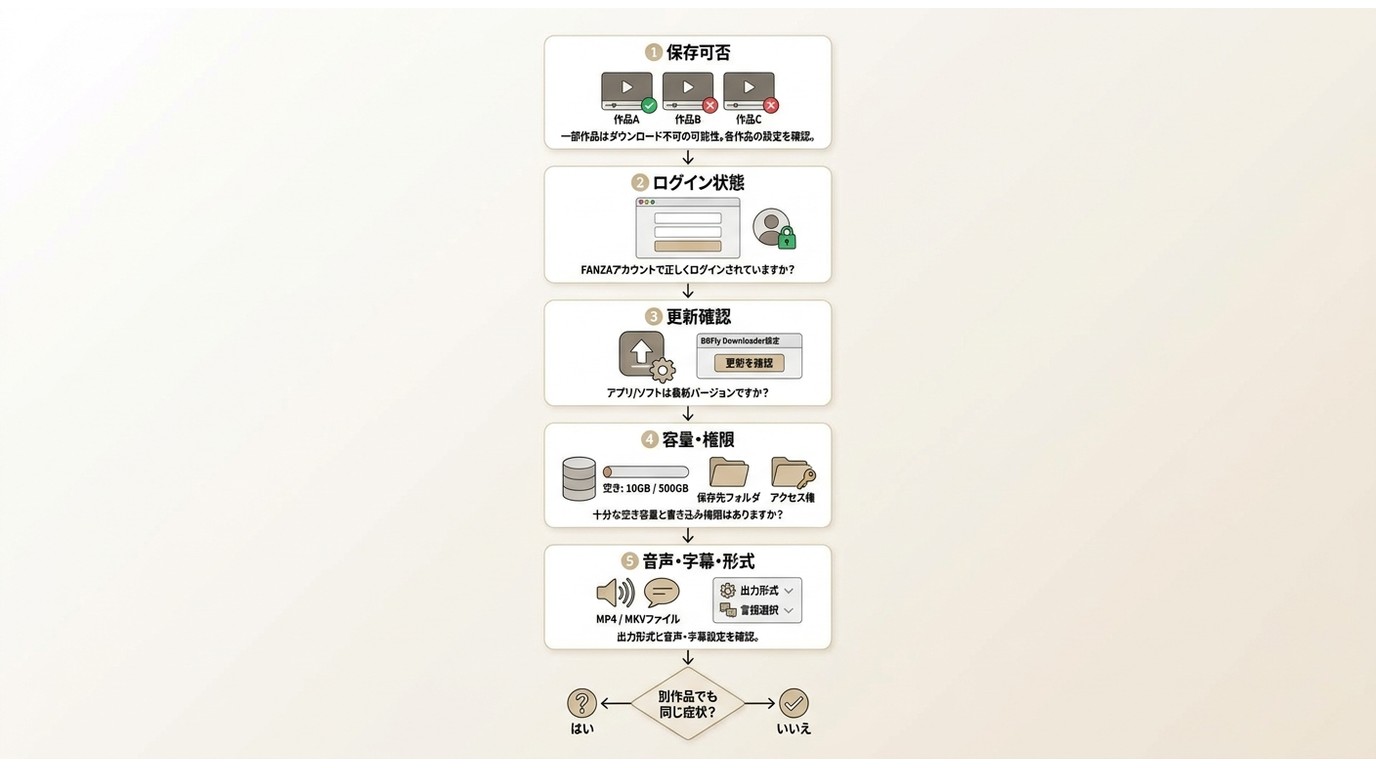 FANZA動画を保存できないときの確認手順