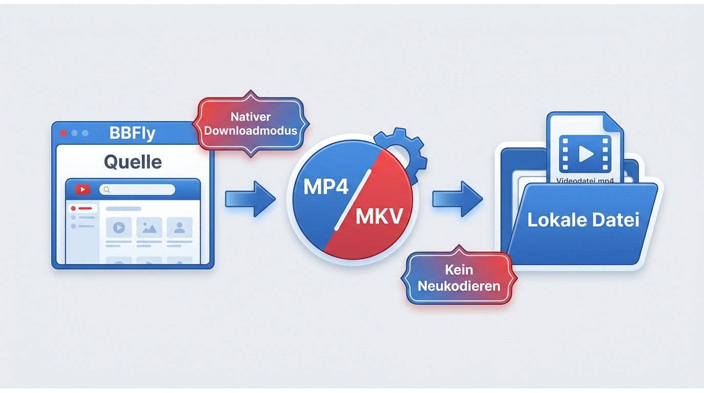 Wie BBFly eine lokale MP4- oder MKV-Datei ohne Neukodieren ausgibt