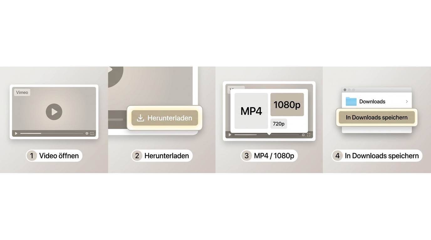 Vimeo-Seite mit Download-Button und Auswahl von MP4 sowie 1080p oder 720p