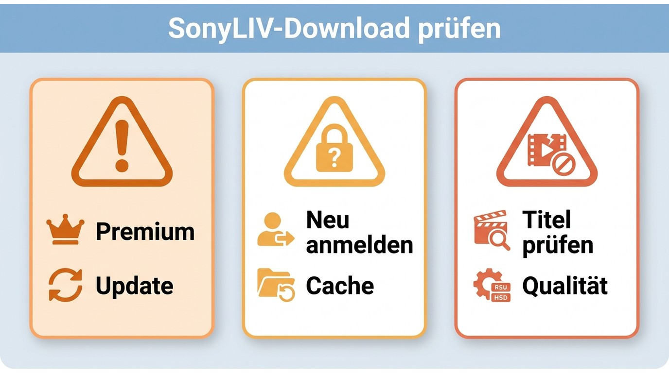 Überblick zu SonyLIV-Downloadfehlern mit Symbol fehlt, Login-Problemen und Qualitätsgrenzen