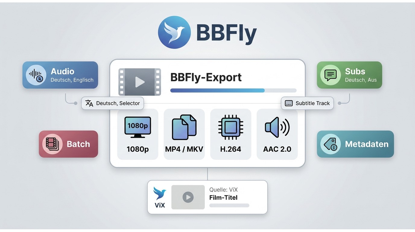 BBFly für ViX mit 1080p, MP4 oder MKV sowie Auswahl von Audio und Untertiteln