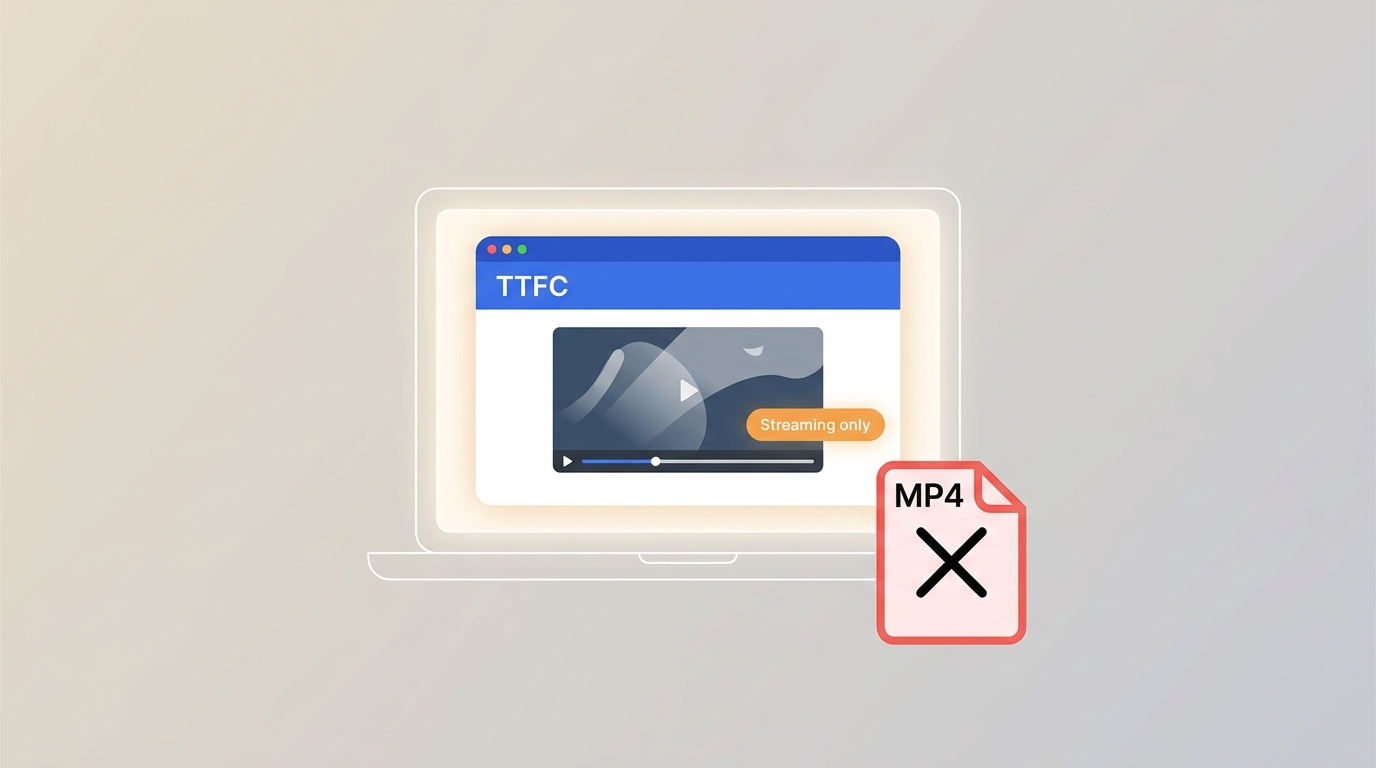TTFC playing in a PC web browser, with browser viewing separate from MP4 saving