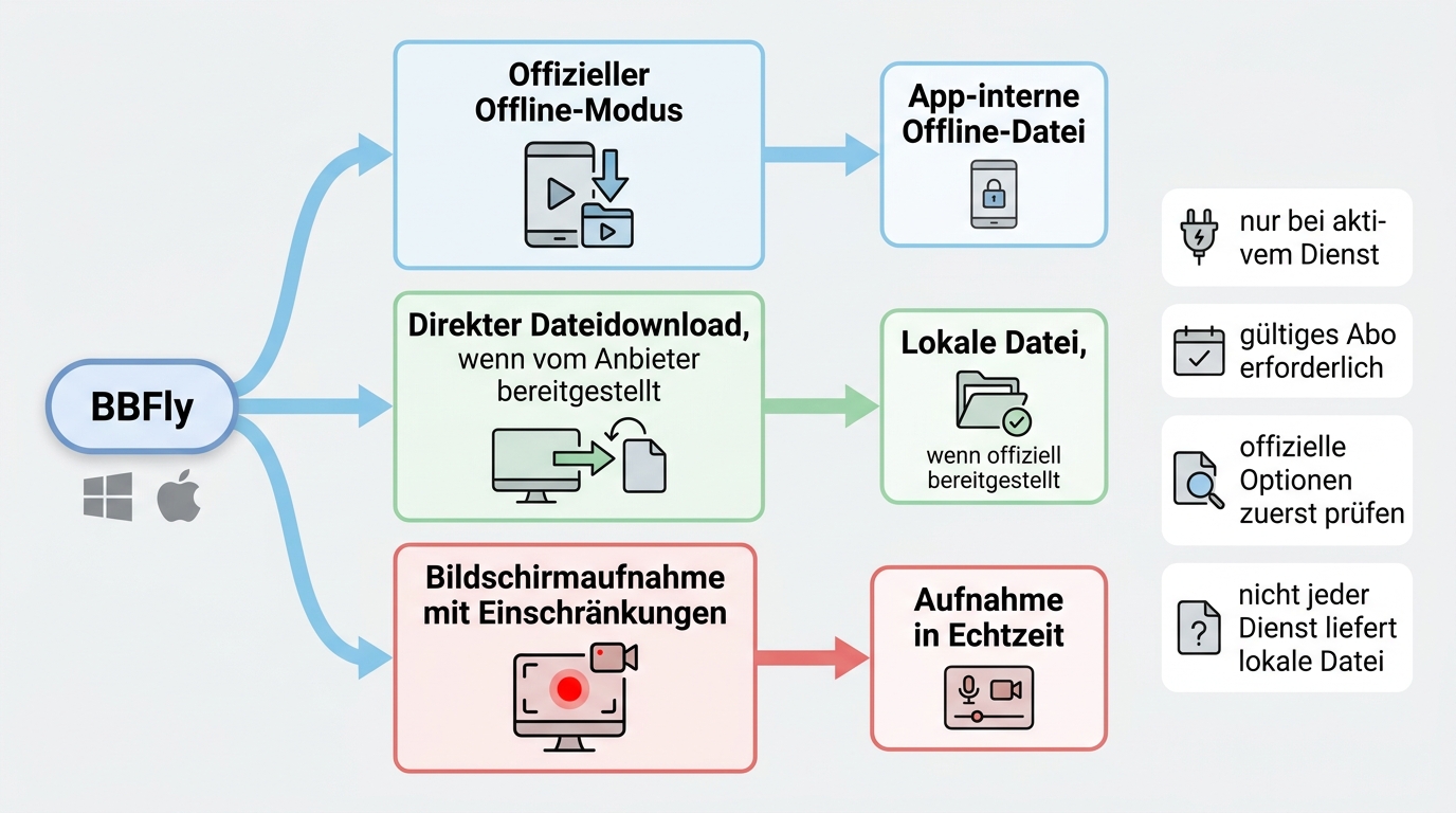 BBFly-Workflow für aktive Dienste mit MP4/MKV, 1080p und wichtigen Einschränkungen