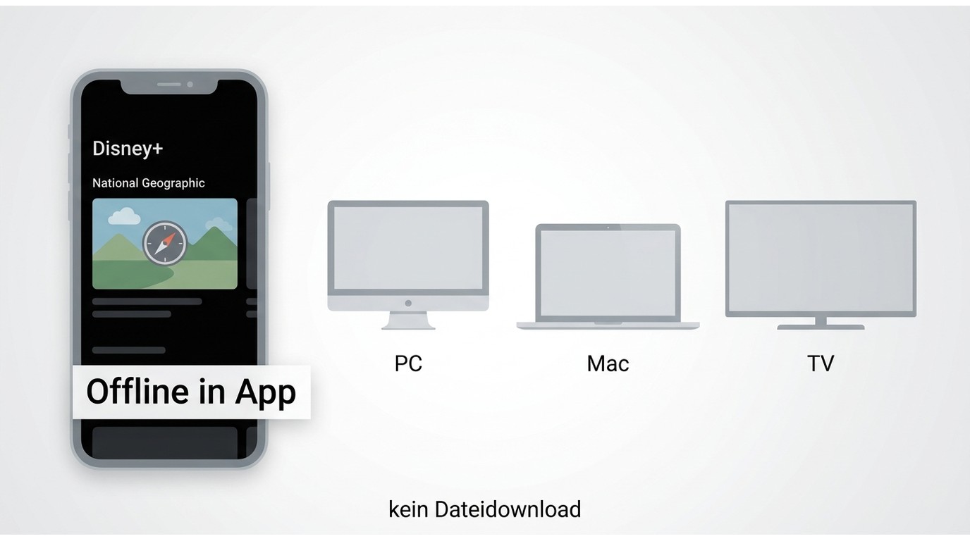 Disney+ speichert NatGeo-Downloads nur in der App auf Mobilgeräten, nicht als Datei für PC oder Mac