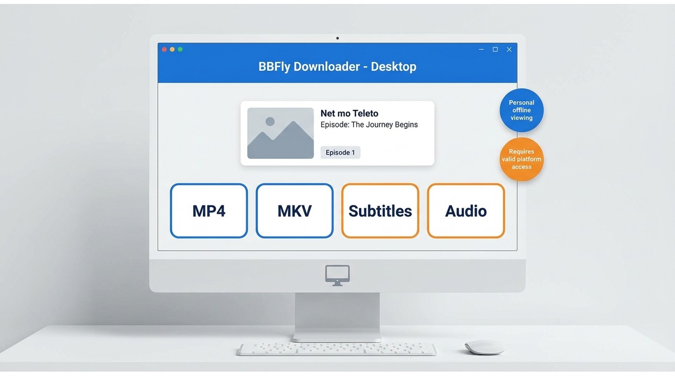 BBFly with Net mo Teleto episode options for MP4, MKV, subtitles, and audio language.