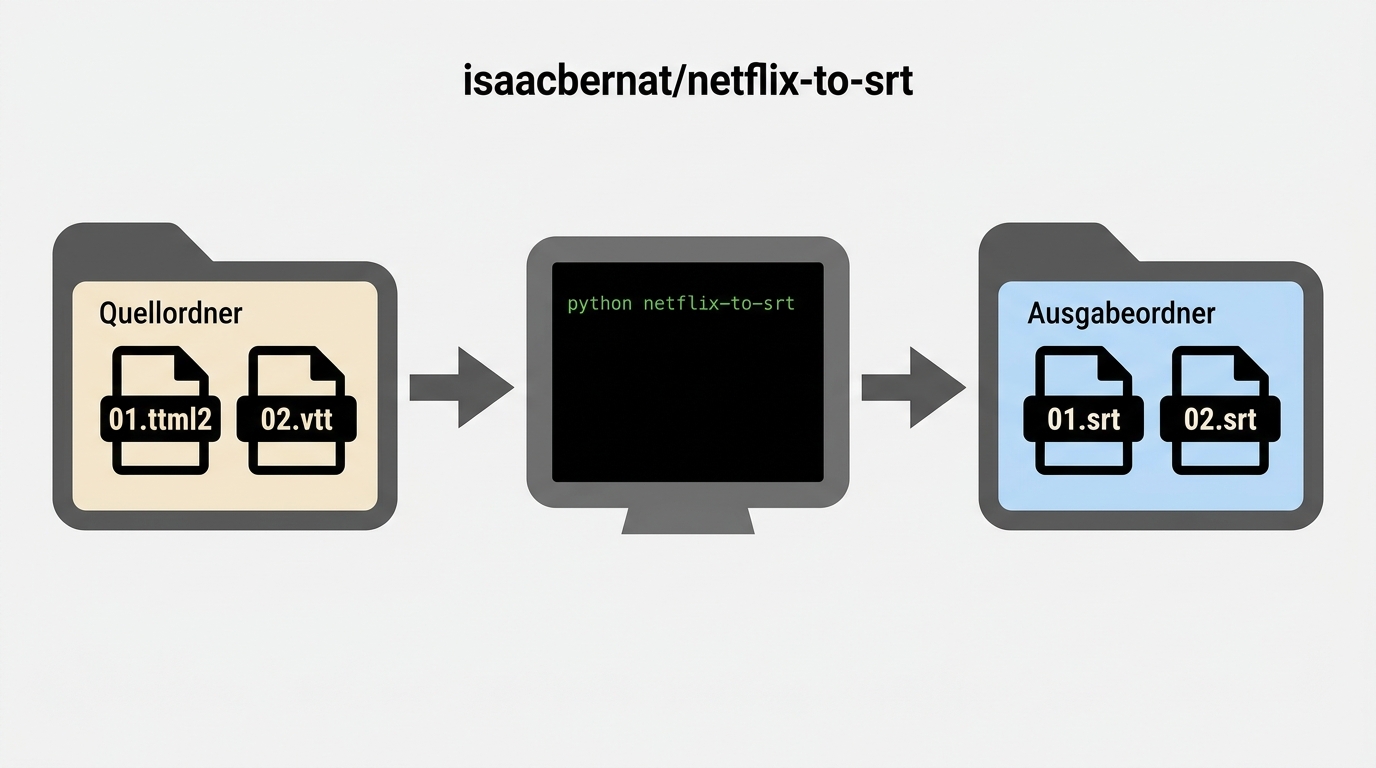 Ablauf von Netflix-TTML und WebVTT über Python-Skript zu mehreren SRT-Dateien