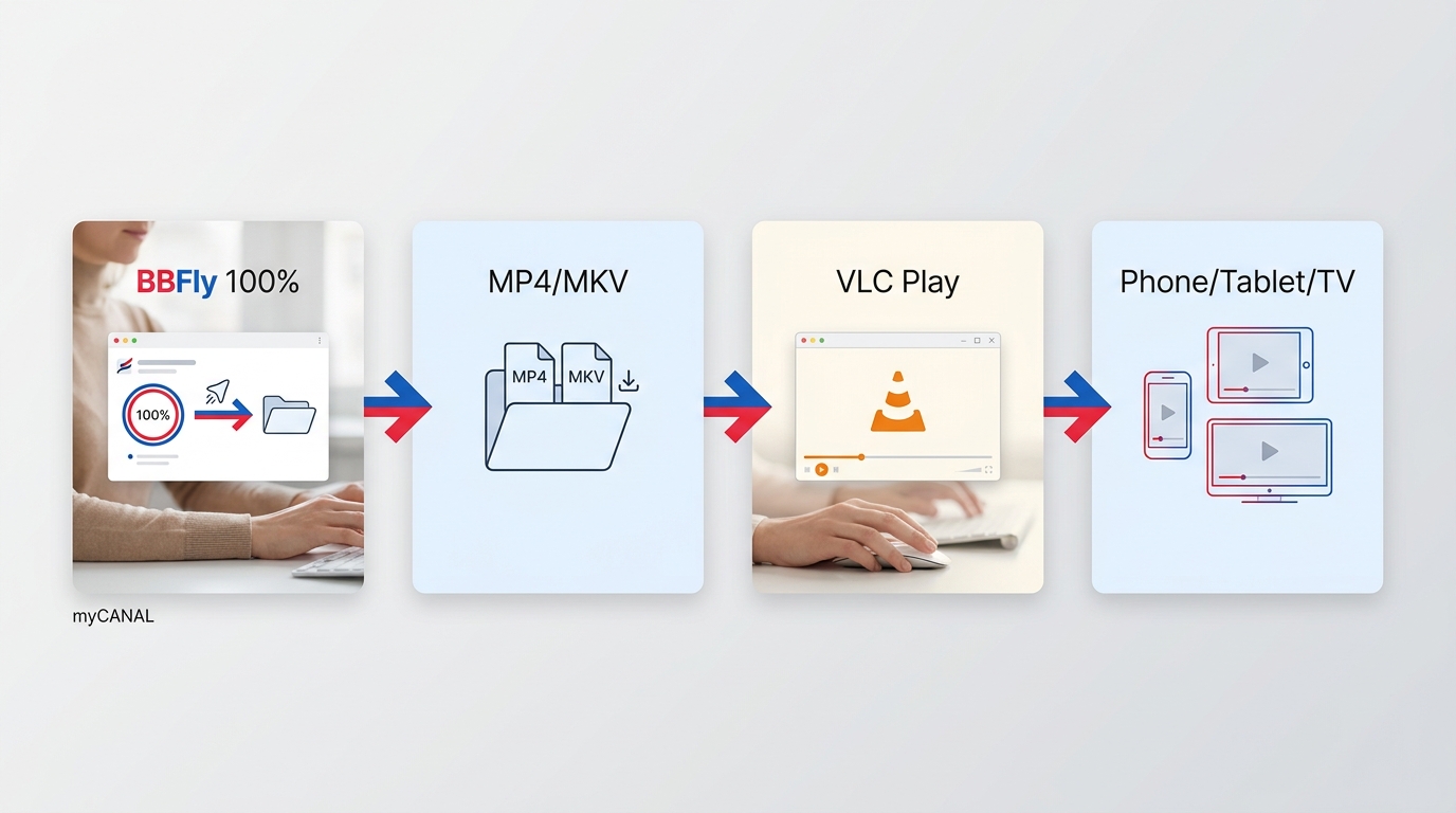 BBFly download check flow from completed task to folder review and playback verification