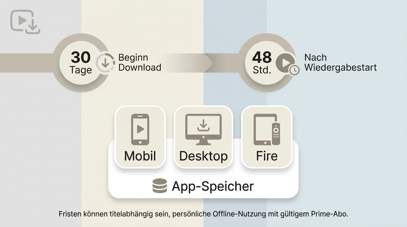 Prime Video-Regeln mit 30-Tage- und 48-Stunden-Fristen sowie unterstützten Geräten.
