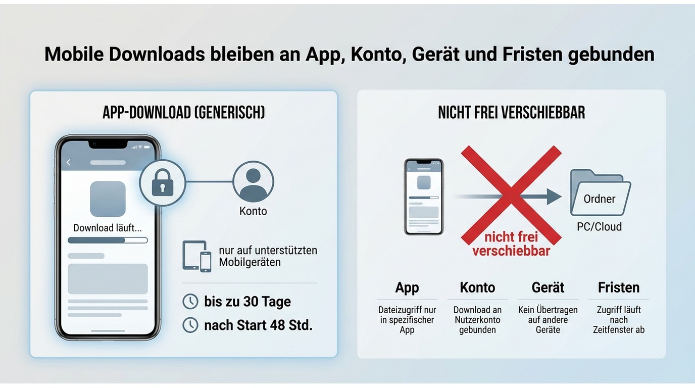 History-Hit-Download bleibt an App, Konto, Gerät und Fristen gebunden