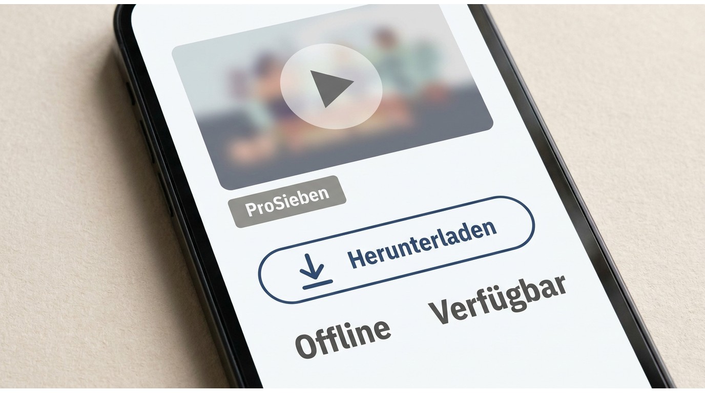 Joyn-App mit ProSieben-Titel und sichtbarem Download-Symbol für Offline-Verfügbarkeit