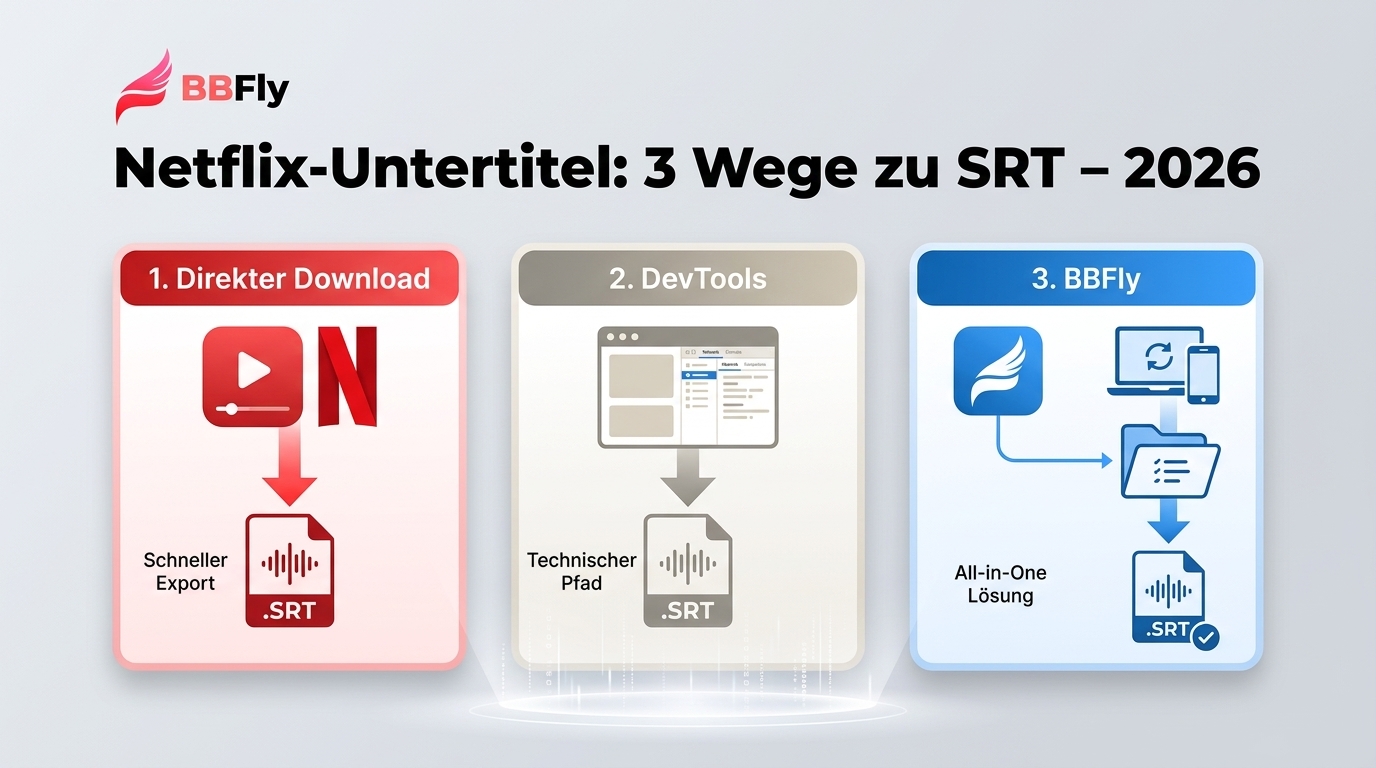 Netflix-Untertitel herunterladen: 3 SRT-Wege im Praxistest 2026