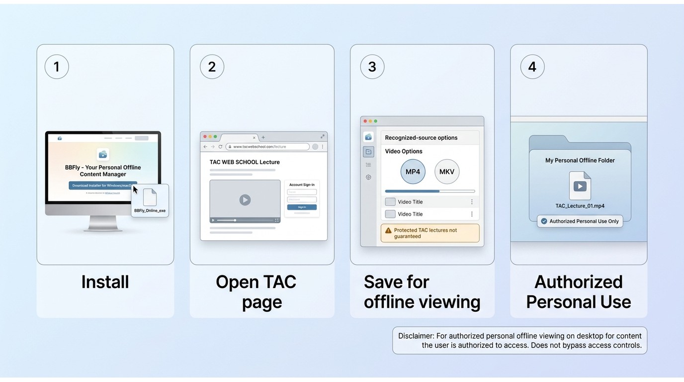 BBFly desktop workflow from install to TAC WEB SCHOOL source check and local-copy options