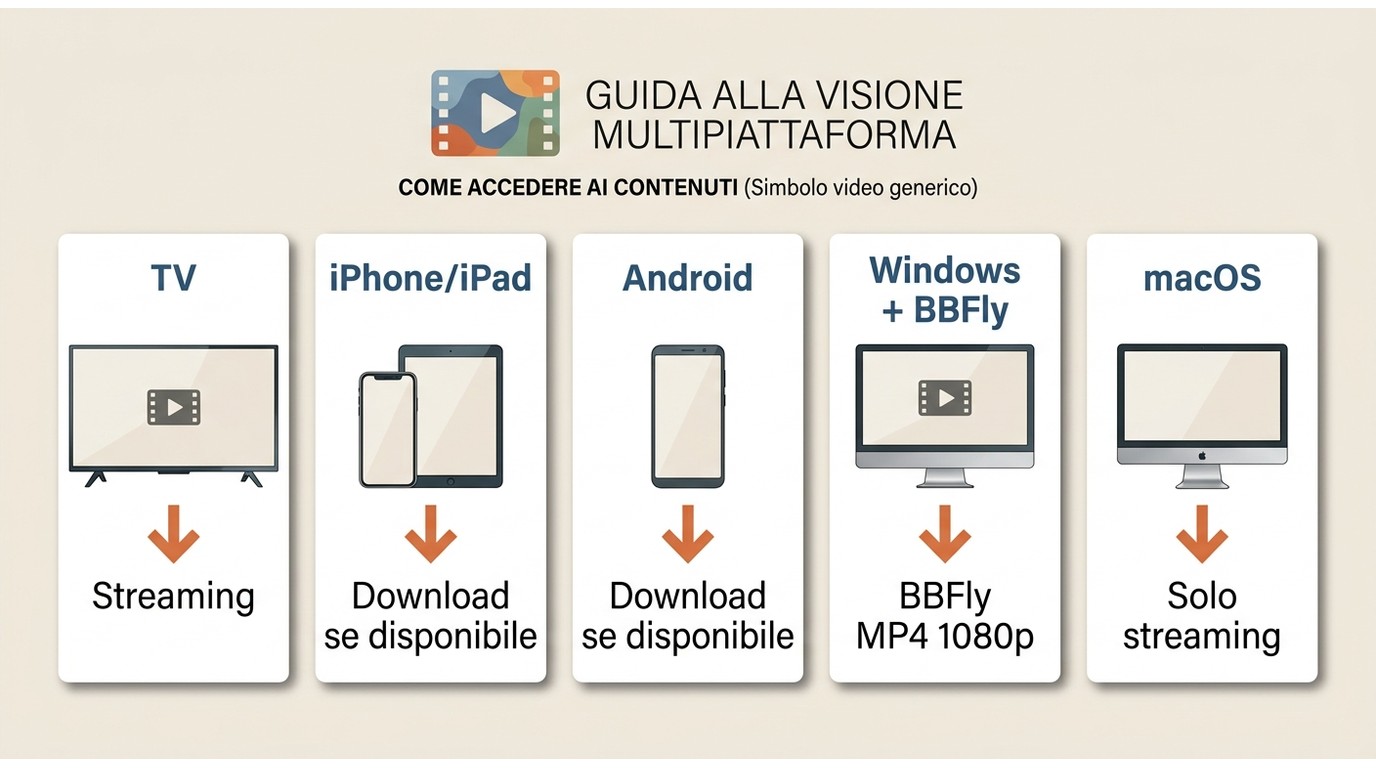 Compatibilità Channel 4 per TV, iPhone, Android, Windows con BBFly e macOS.