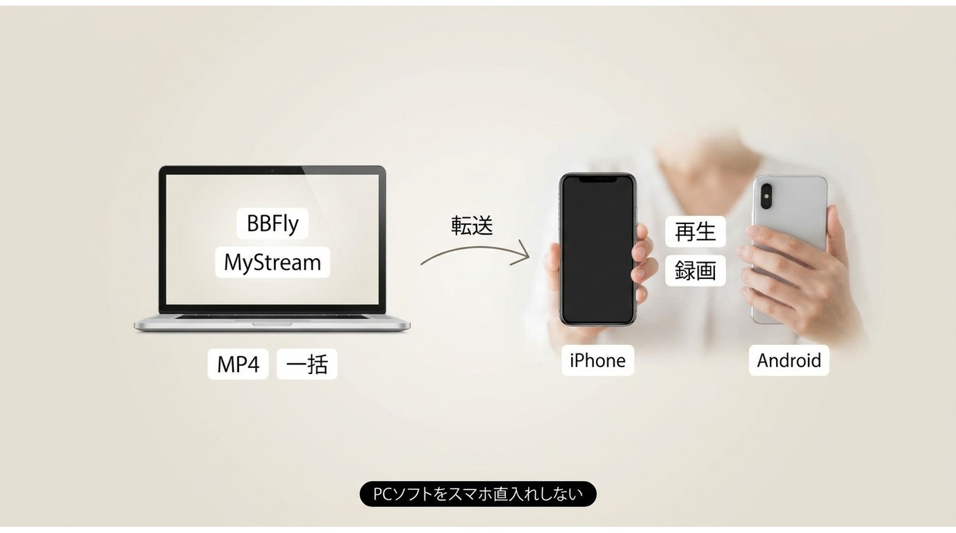 Windows・Macで保存し、iPhoneやAndroidへ移す流れと役割分担