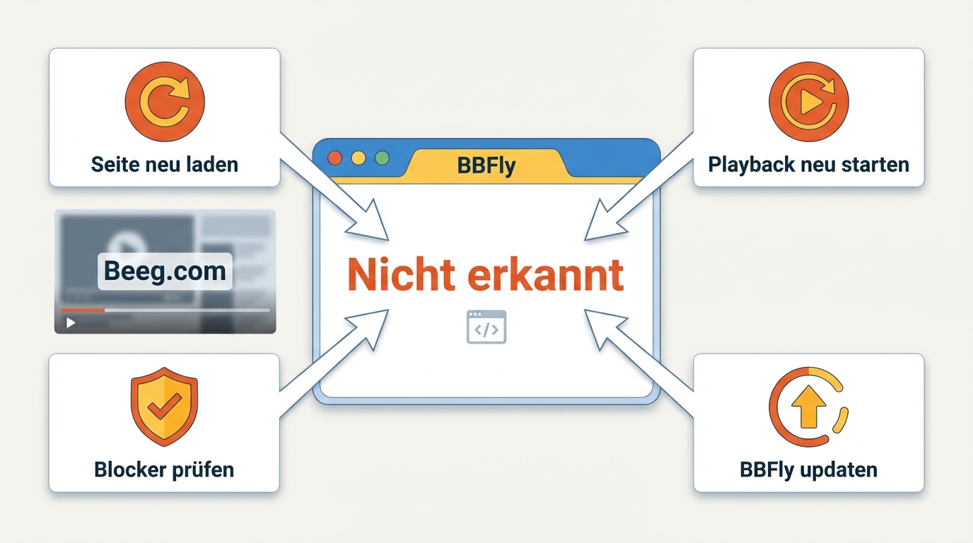 Warum BBFly ein Beeg.com-Video nicht erkennt und welche Prüfungen zuerst helfen
