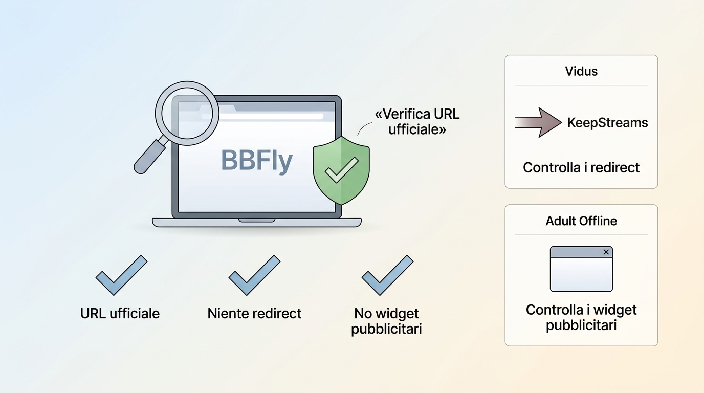 Controlli di sicurezza per BBFly, Vidus, KeepStreams e Adult Offline prima del download.