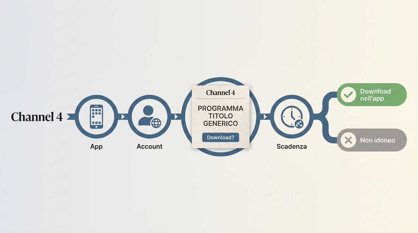Verifiche per scaricare un programma Channel 4 nell’app ufficiale.