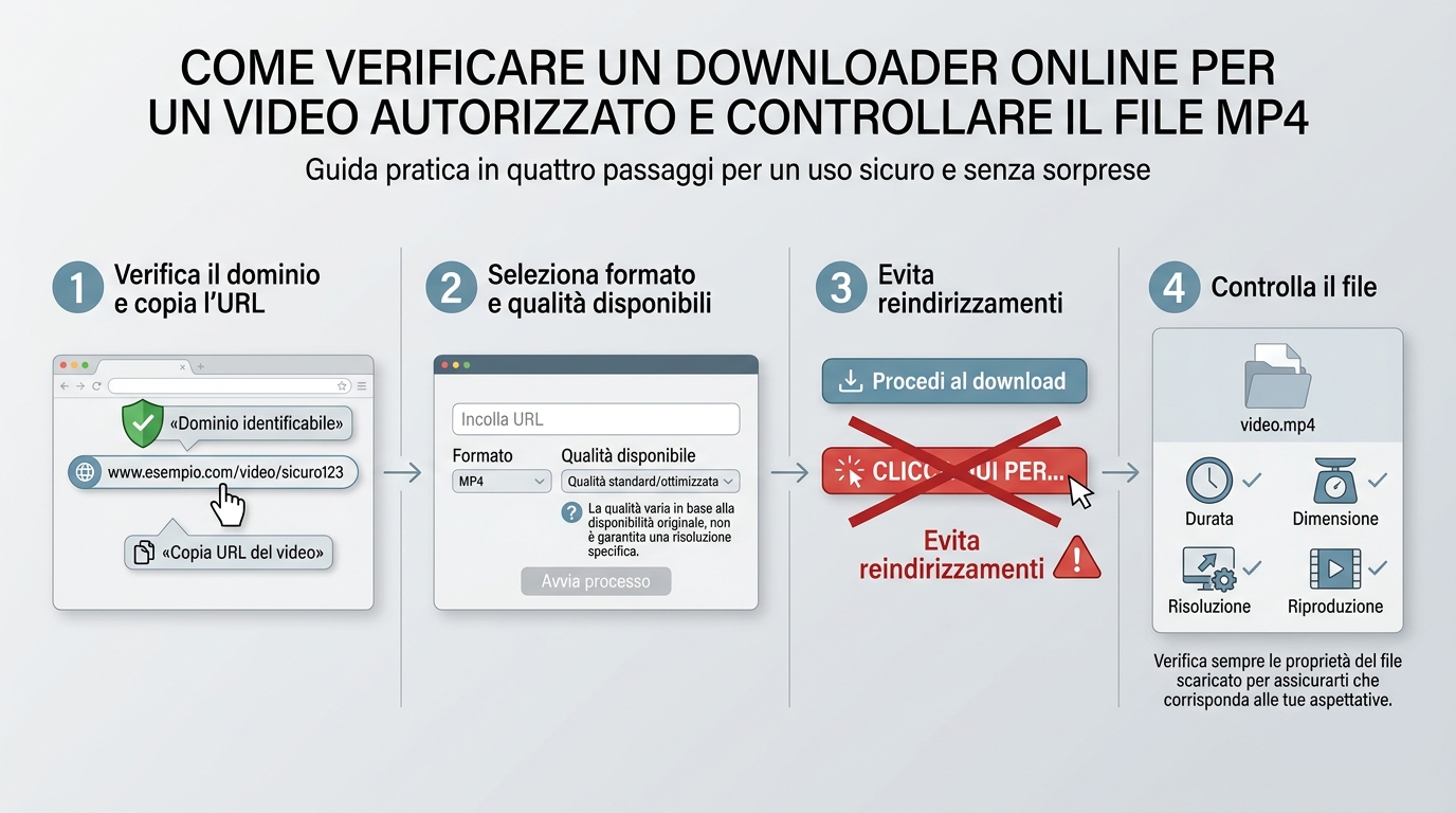 Passaggi per verificare un downloader online xHamster e controllare il file MP4.