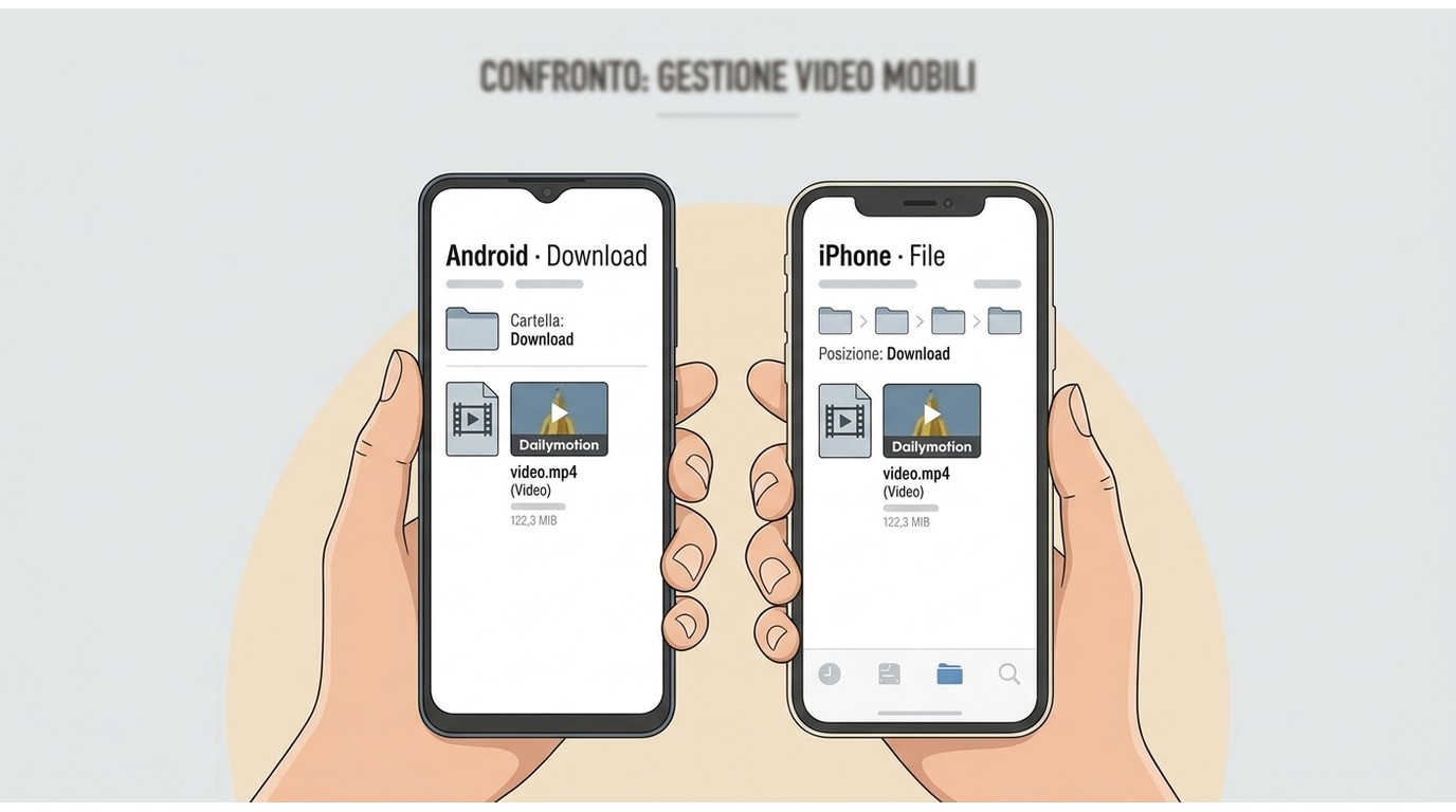Android salva il file in Download, iPhone lo gestisce nell'app File.