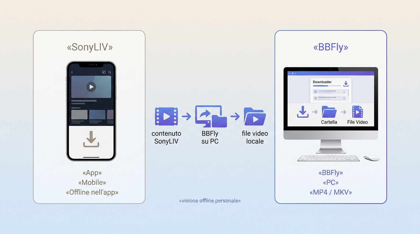Confronto tra download SonyLIV nell’app e BBFly su PC: dispositivi, gestione offline e formati.