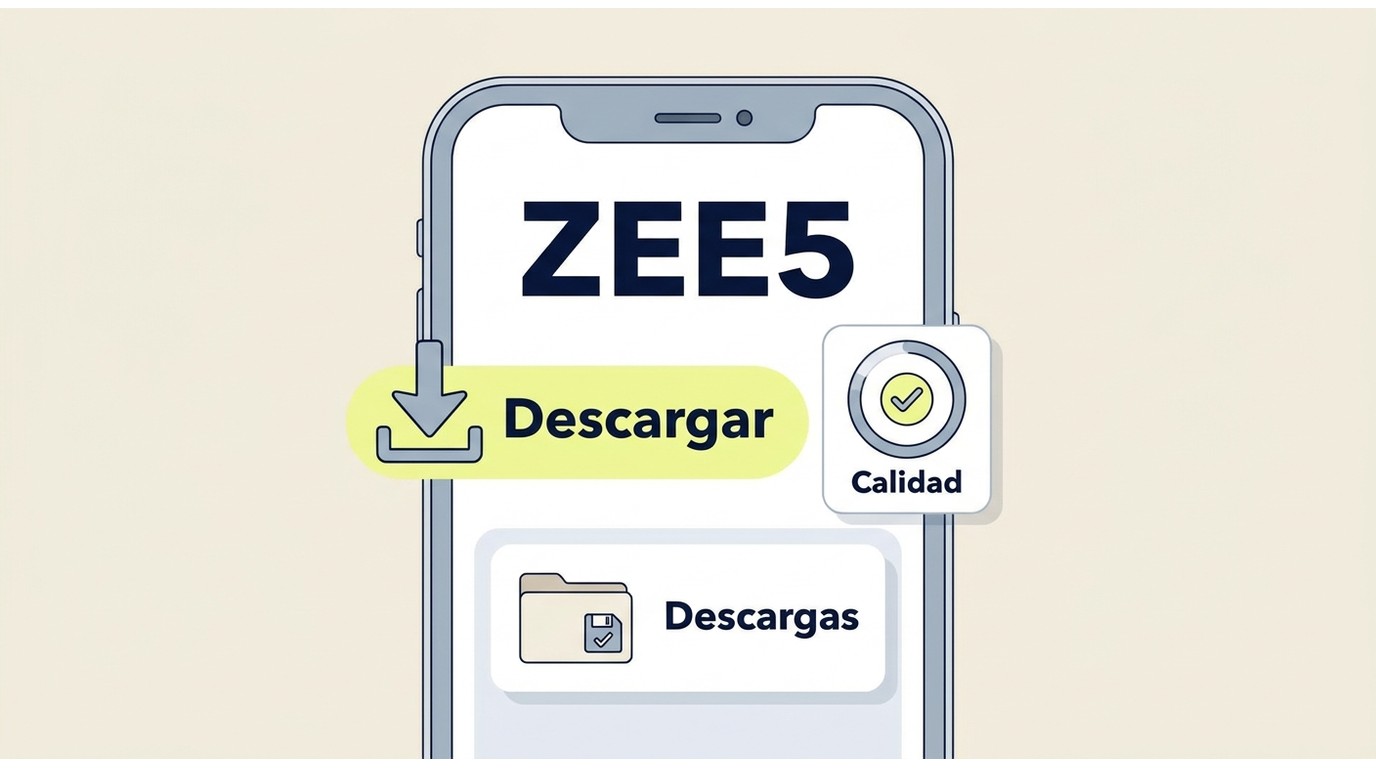 Flujo de ZEE5 para descargar un episodio y abrirlo desde Descargas.