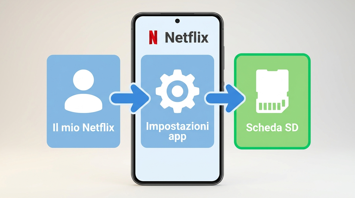Passaggi Netflix su Android per scegliere la scheda SD come posizione dei download.