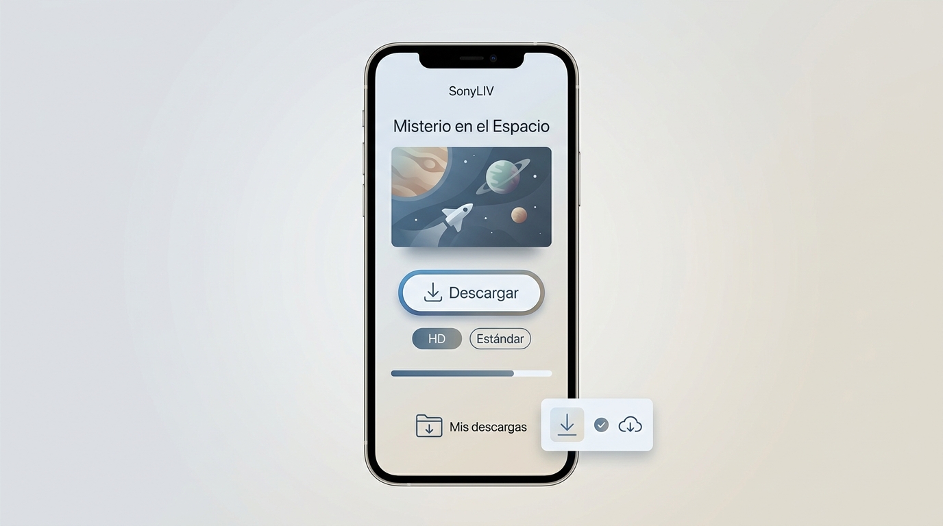 Descarga oficial de un vídeo de SonyLIV en móvil y acceso a Mis descargas
